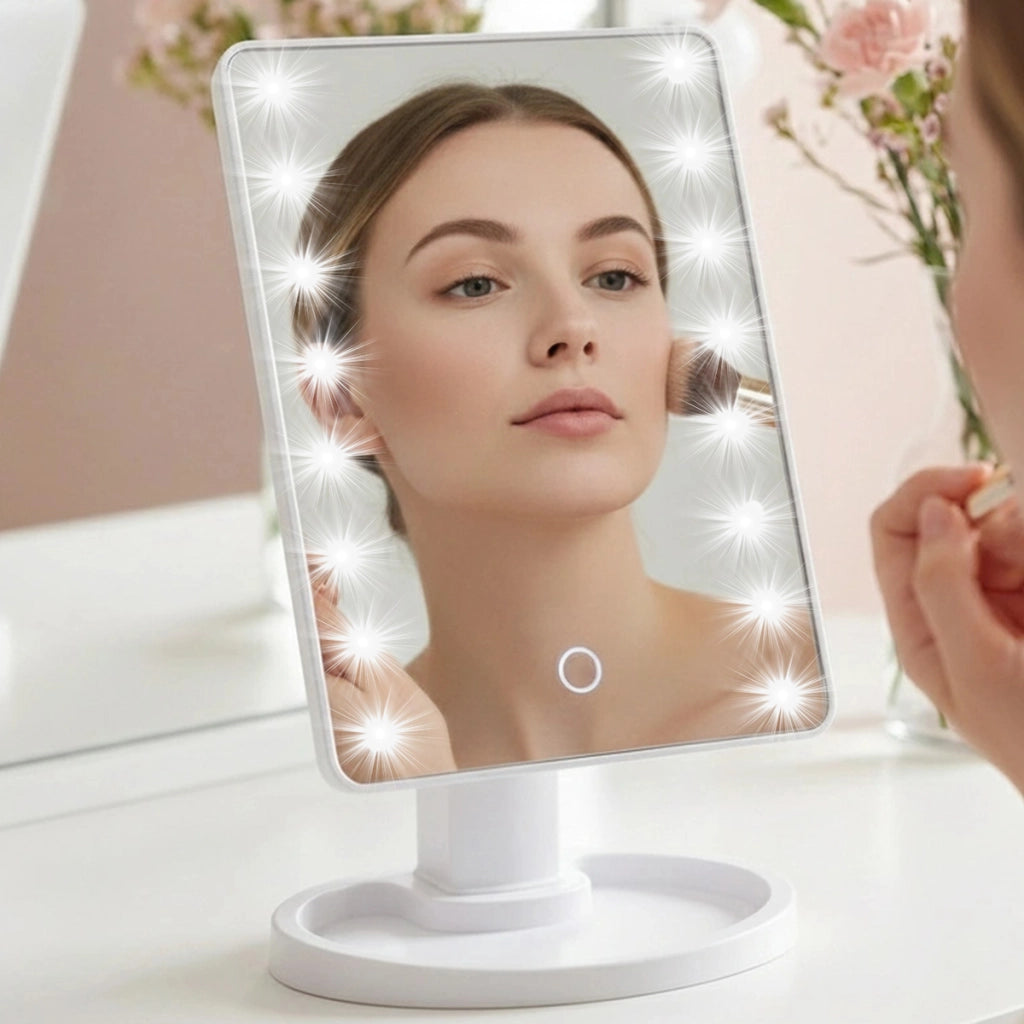 Specchio per trucco LED da terra con touch e rotazione a 360° Bianco Avizar