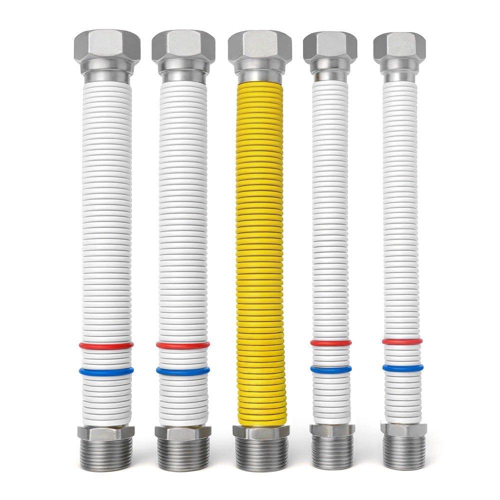 Kit 5 flessibili in acciaio inox AISI316 per installazione caldaia a gas