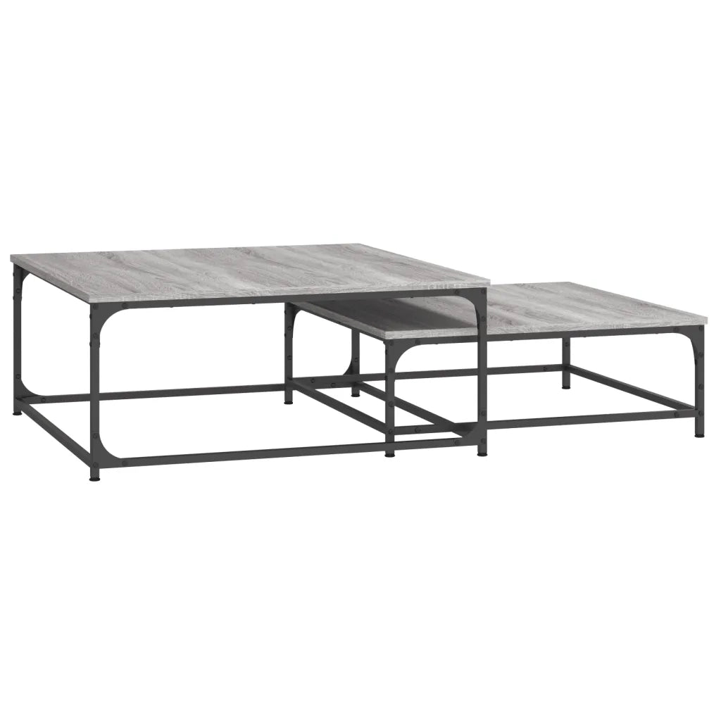 Tavolini Salotto Impilabili 2pz Grigio Sonoma Legno Multistrato 832821