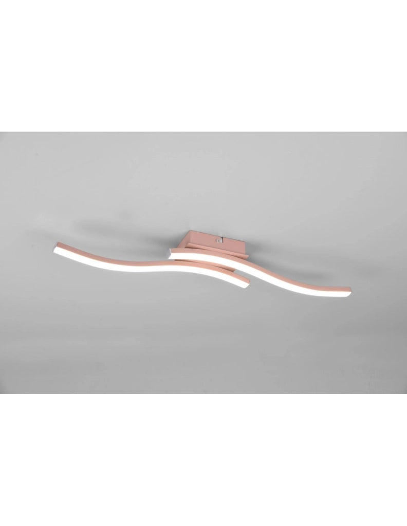 Plafoniera Soffitto Design Doppia Bacchetta Led 4000k Route Oro Rosa Trio Lighting