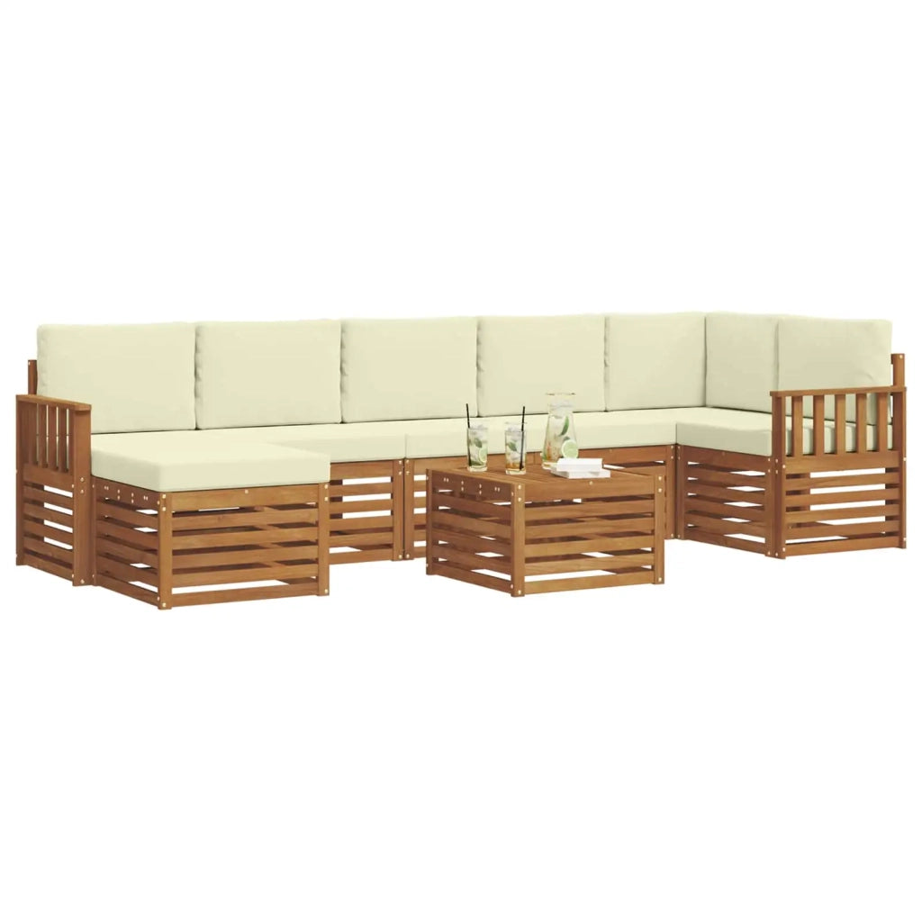 Set di divani da esterno con cuscino 8 pcs Naturale e Crema