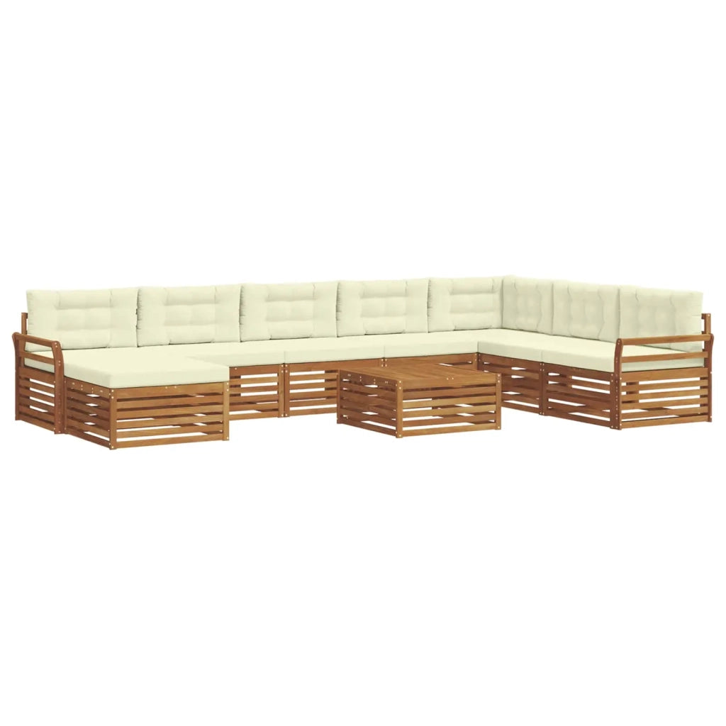 Set di divani da esterno con cuscino 9 pcs Naturale e Crema 3373980