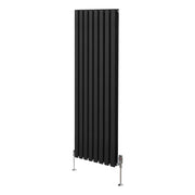Radiatore a colonna ovale e valvole cromate TRV Designer nero 1600mm x 480mm