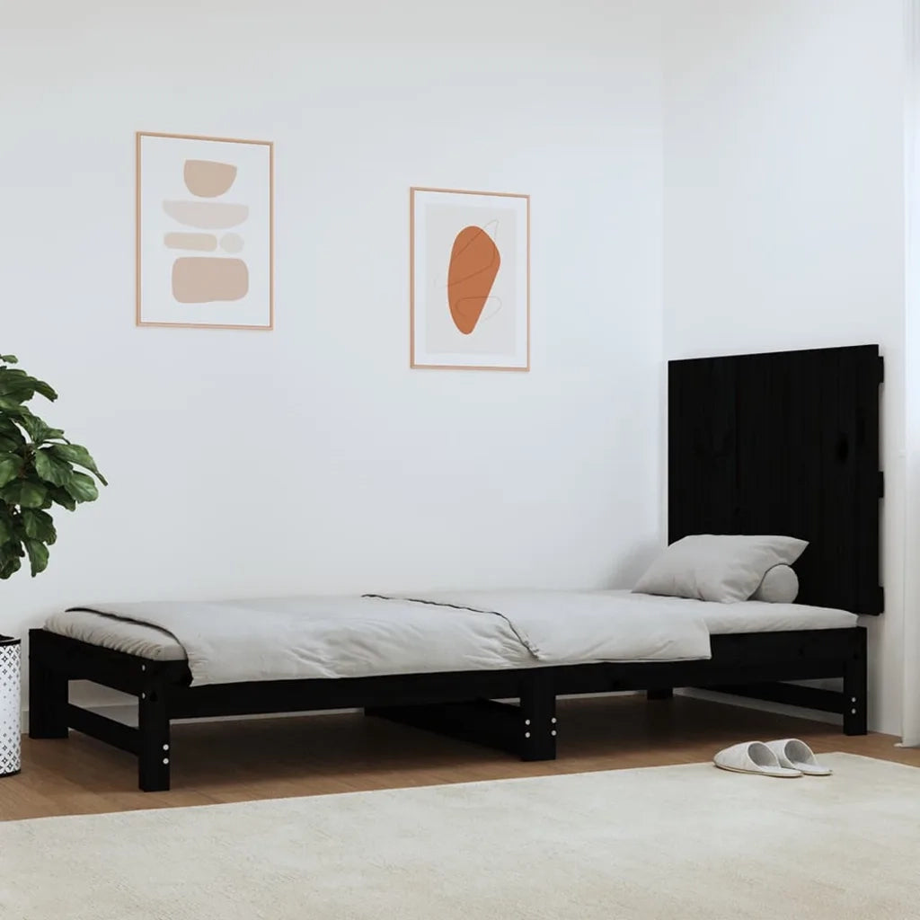 Testiera | Testata da Parete Nera 82,5x3x60 cm in Legno Massello di Pino