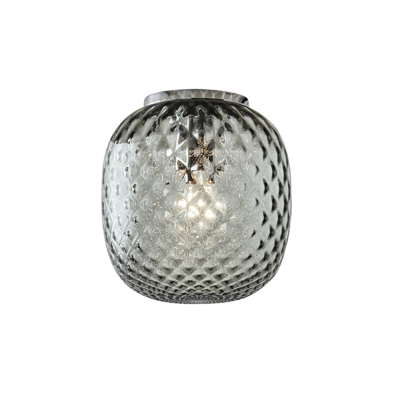 Plafoniera Oban Cromo con Vetro Soffiato a Mano Effetto Balloton Petrolio - Lampada da Soffitto E27 75W - Rossini Group