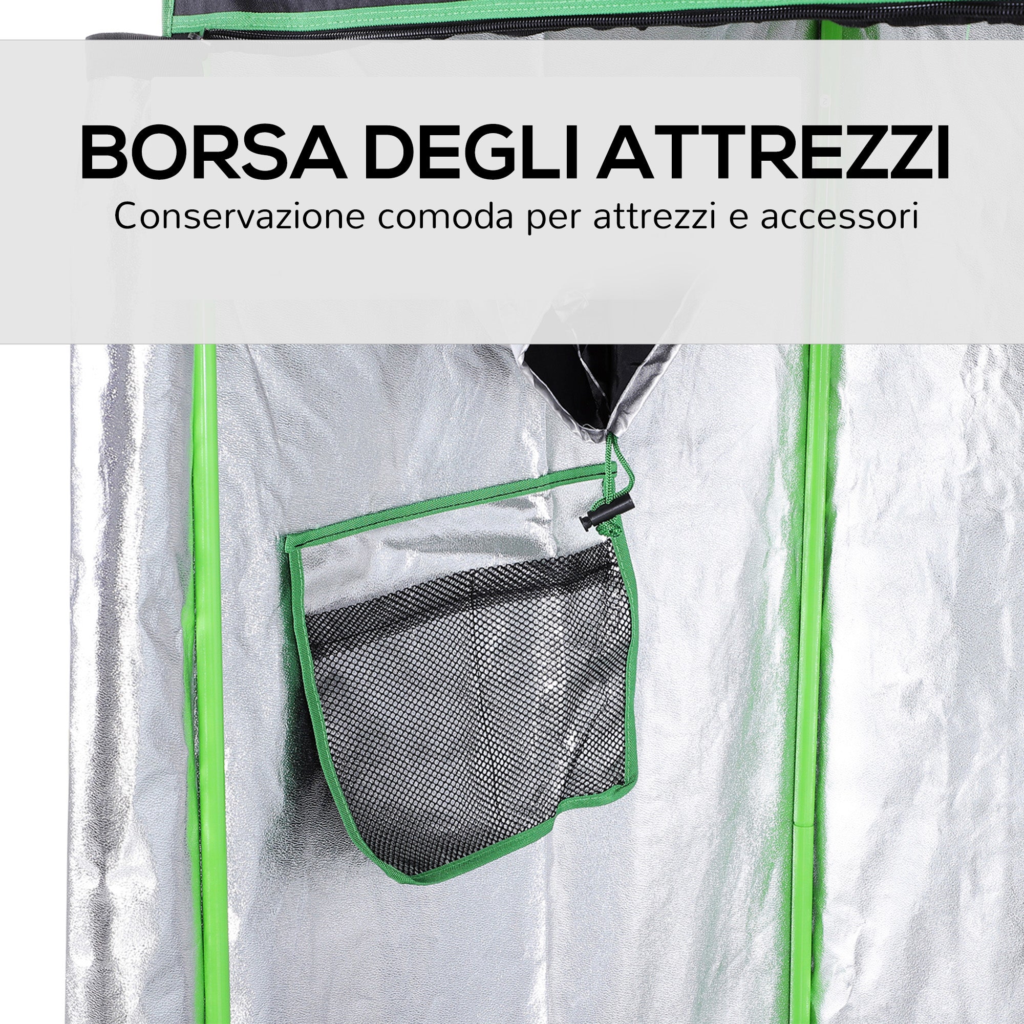 Serra Idroponica da Interno in Mylar con Prese d'Aria Regolabili 120x60x150 cm