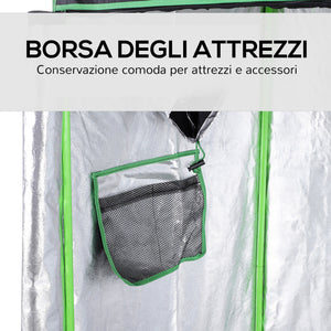 Serra Idroponica da Interno in Mylar con Prese d'Aria Regolabili 120x60x150 cm