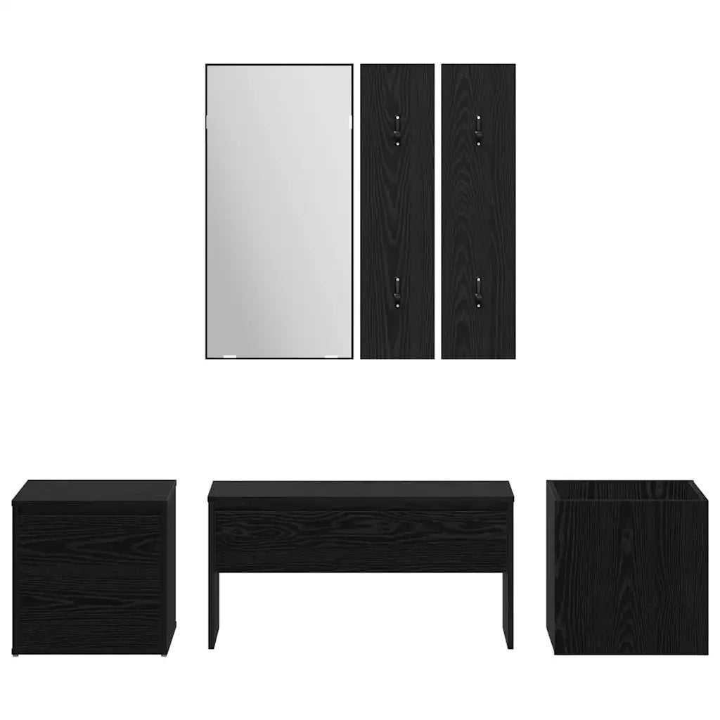 Set mobili da ingresso con specchio 6 pcs Legno multistrato 3332547