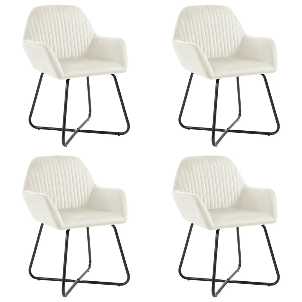 Sedie da Pranzo 4 pz Crema in Velluto cod mxl 68140