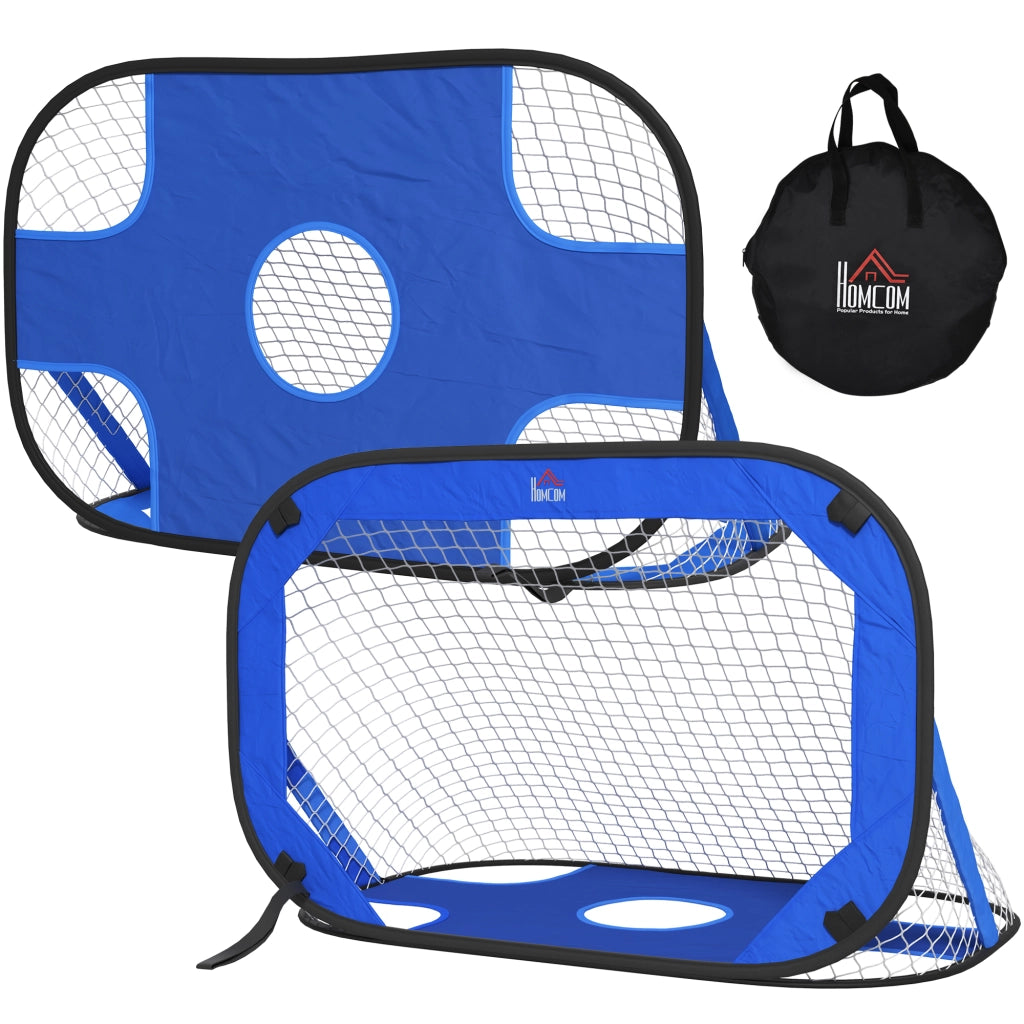 Porte da Calcio Portatili, 2 Pezzi, Set, Piegevoli, con Borsa, Blu, 123x80x80 cm ¨C Minimal