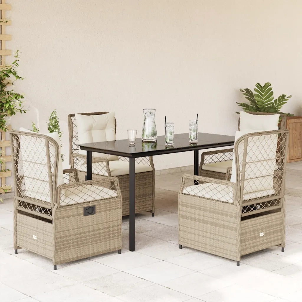 Set da Pranzo da Giardino 5 pz con Cuscini Beige in Polyrattan 3263022