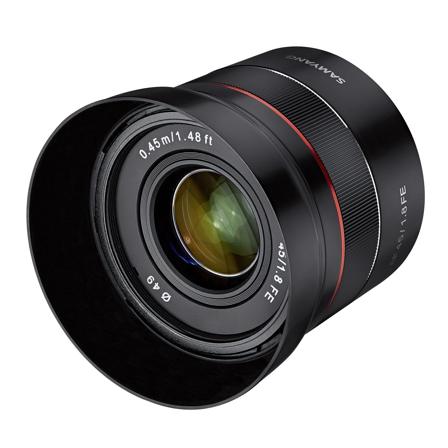Obiettivo fotografico AF 45 mm compatibile con Sony FE, per full-frame e APS-C, Lunghezza focale fissa, autofocus e angolo di campo di 53°