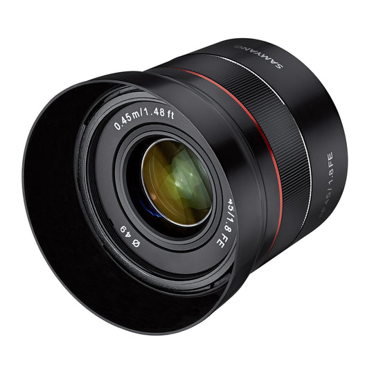 Obiettivo fotografico AF 45 mm compatibile con Sony FE, per full-frame e APS-C, Lunghezza focale fissa, autofocus e angolo di campo di 53°