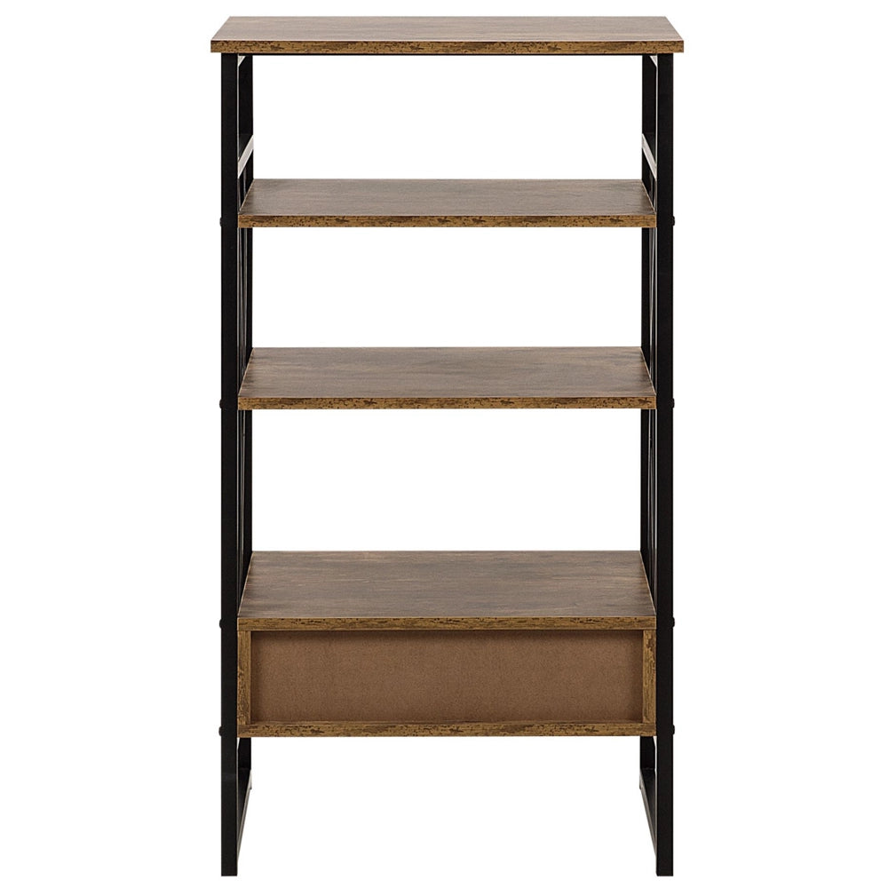Consolle Mobile TV Legno Scuro e Metallo 3 Ripiani 1 Cassetto Home Office Mobili Stile Moderno