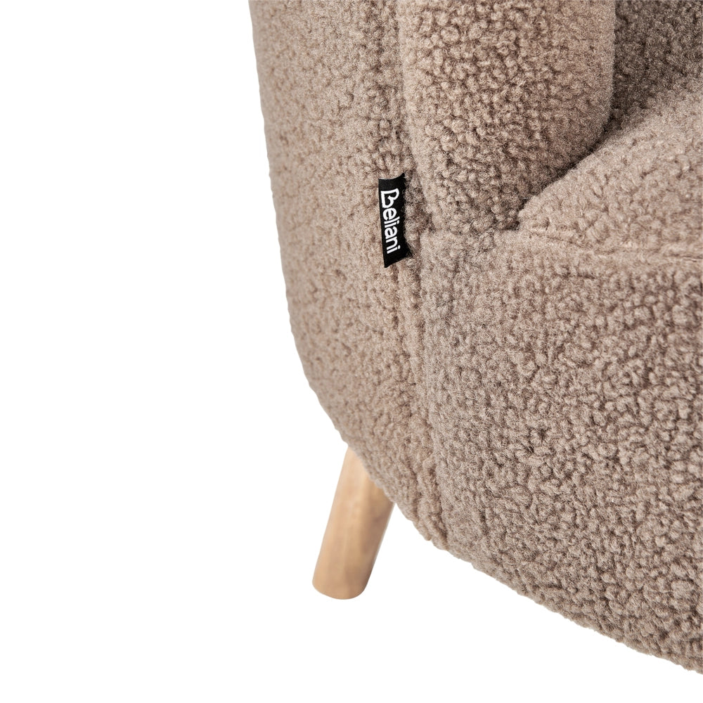 Poltrona Marrone Imbottita Boucle Vasca Sedia Stile Retrò