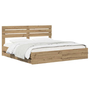 Bed Frame with Storage and Headboard Artisan Oak 180 x 200 cm 3445825
