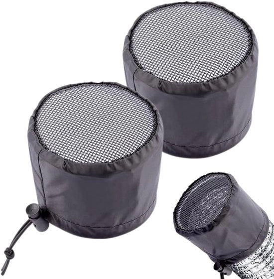2 x Copertura di Vento per Tenda di Coltivo - Copertura di Vento - Materiale di Scarico del Fumo - 6 pollici - con Fissaggio Fiss o - Eterogeneo - Nero