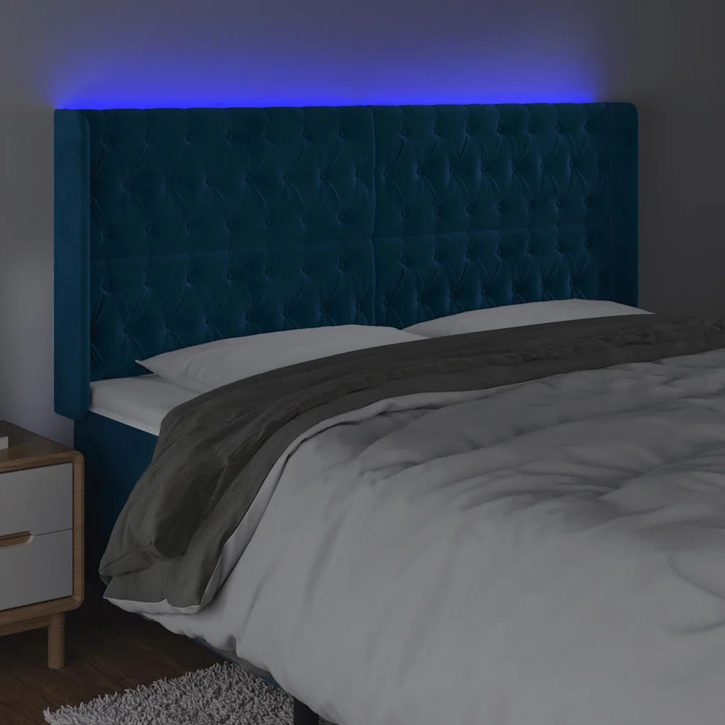 Testiera a LED Blu Scuro 183x16x118/128 cm in Velluto 3124448
