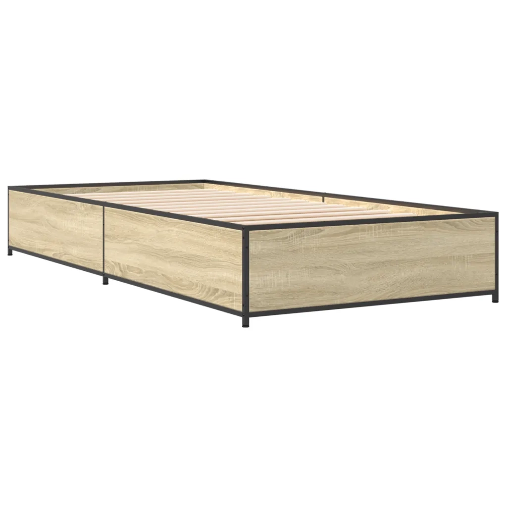 Giroletto-Struttura Letto Rovere Sonoma 75x190cm in Legno Multistrato e Metallo 444681