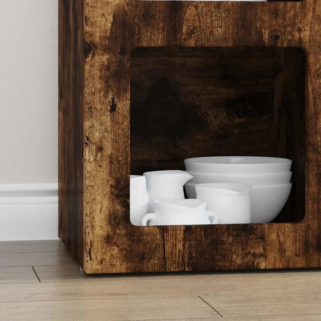 Credenza-Buffet-Armadio da cucina Rovere fum¨¦ 59 x 35 x 80.5 cm Legno multistrato