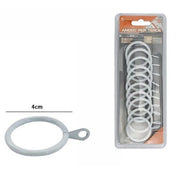 Trade Shop - Set 10 Pezzi Anelli In Metallo Per Asta Tende Tenda 40mm Bianchi 66412 -