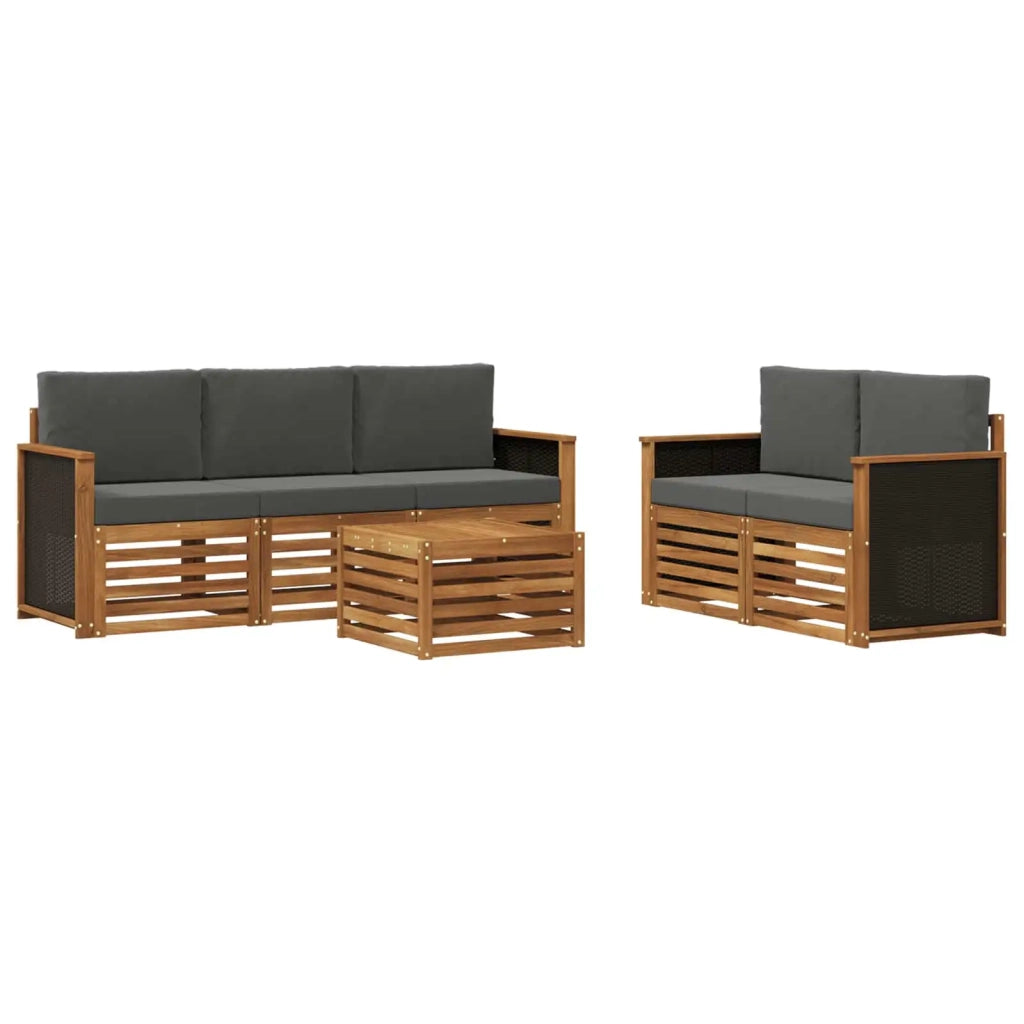 Set di divani da esterno 6 pz Naturale e Antracite 3384013