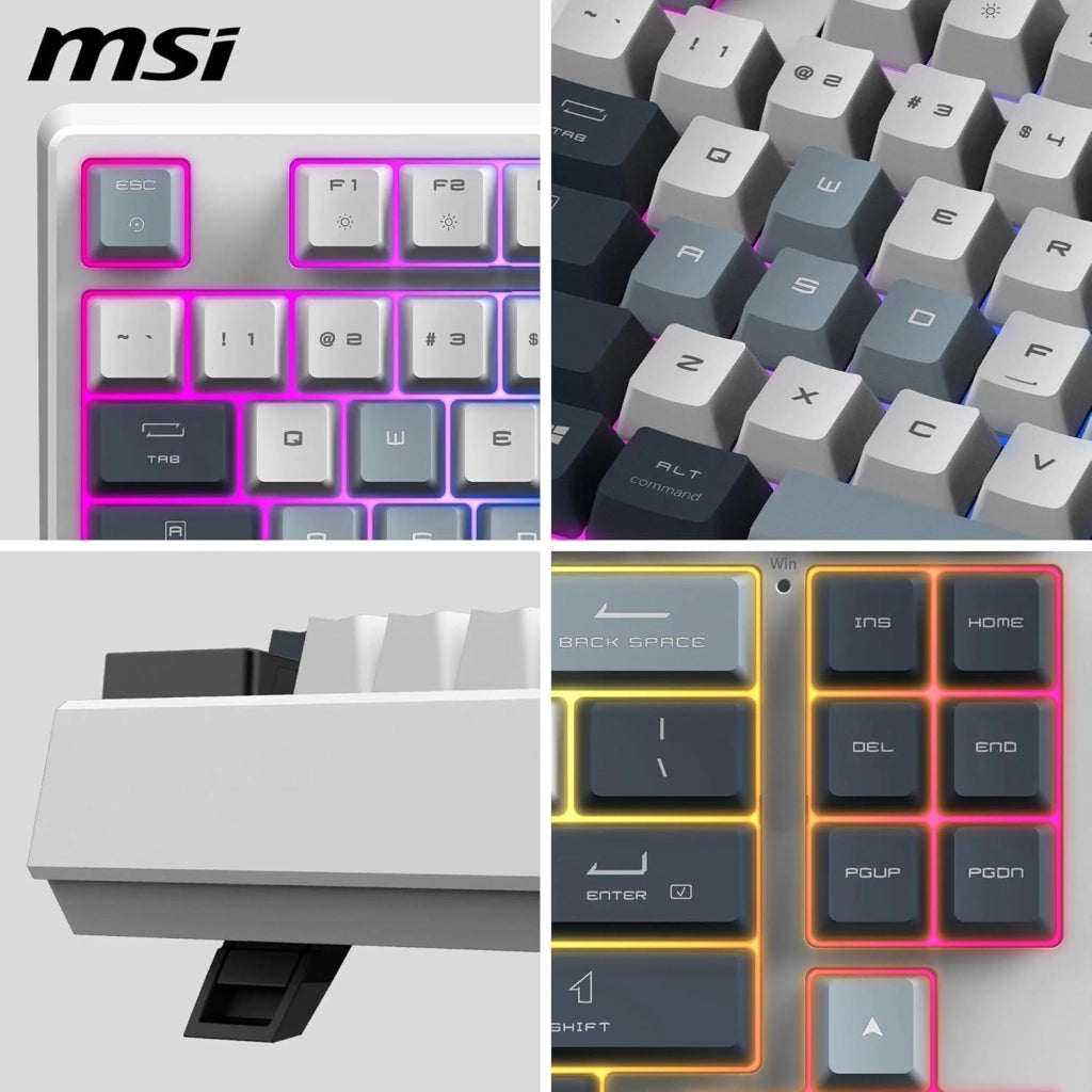 Forge GK600 TKL Wireless Sky FR - Tastiera AZERTY meccanica a switches lineari, tasti PBT stampati Sublimazione, base antiscivolo, LED RGB, USB 2.0, Bluetooth, 2.4 GHz - Tenkeyless