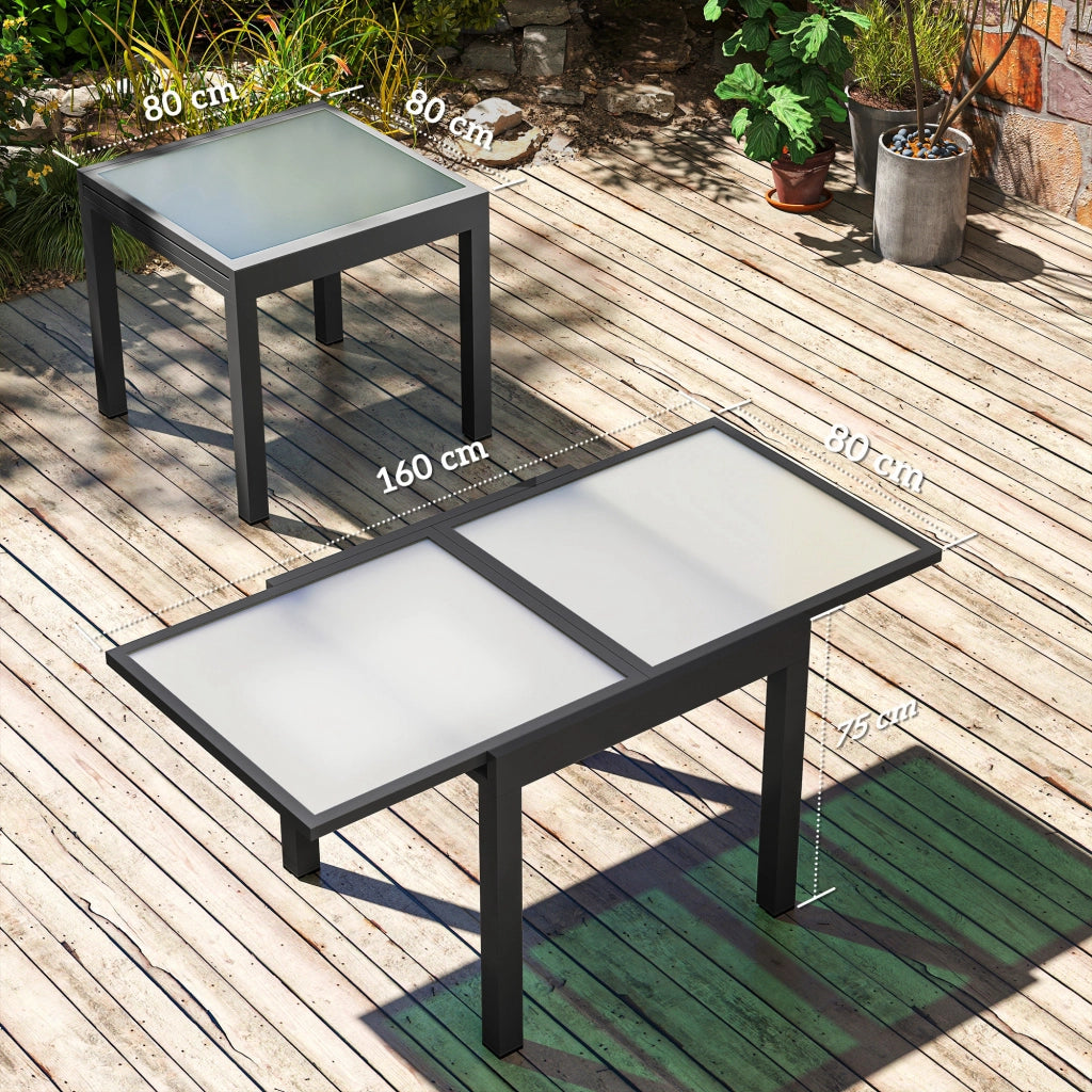 Tavolo da giardino estensibile da esterno Tavolo buffet estesibile impermeabile 160 cm × 80 cm × 75 cm nero