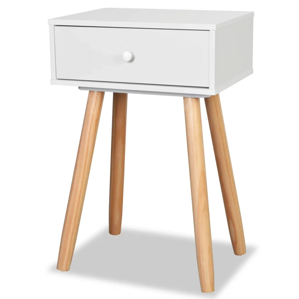 Comodini Set 2 pz-Set di 2 Tavolino da notte in Massello di Pino 40x30x61 cm Bianchi