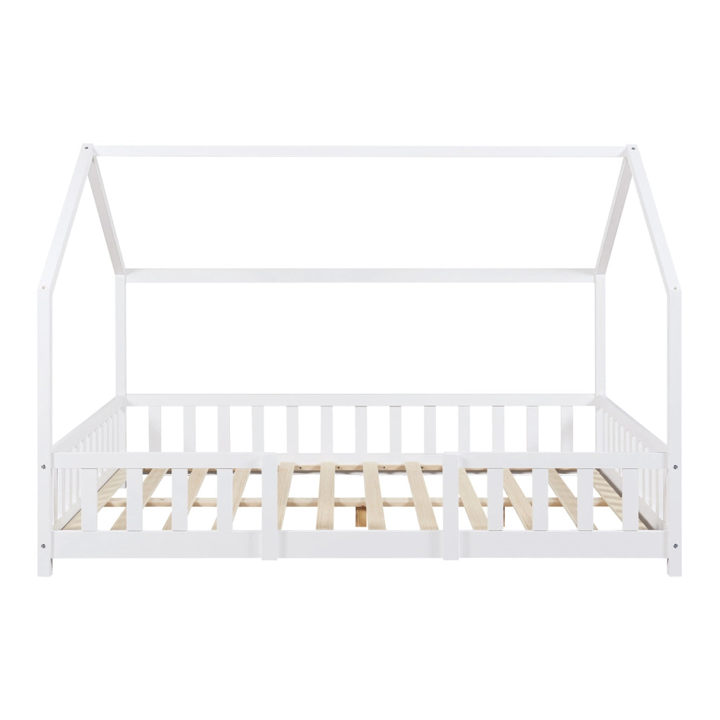 Letto per Cameretta Sisimiut a Forma di Casetta con Materasso 140x200 cm Bianco [en.casa] [neu.haus]