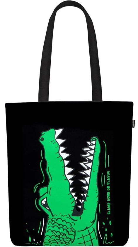 Borsa per spesa in cotone con tessuto stampato, chiusura a raccordo, borsa robusta con maniglia per donne