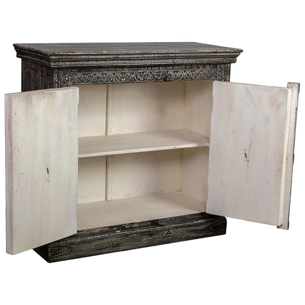 Credenza in legno intagliato nero 97x41x90h cm