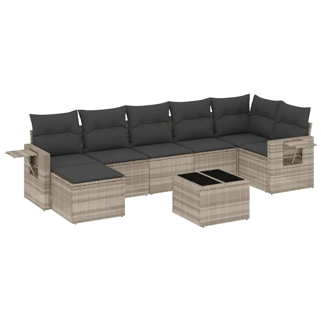 Set Divano da Giardino 8pz con Cuscini Grigio Chiaro Polyrattan 3220491