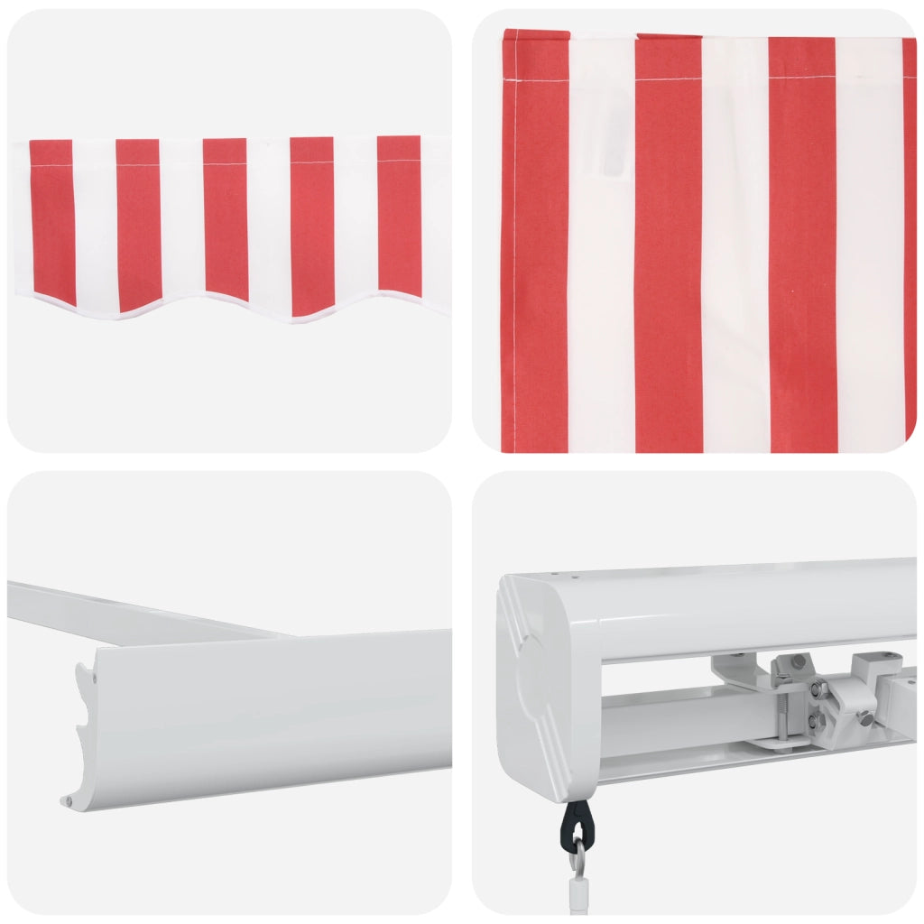 Tenda Retrattile Manuale Strisce Rosse e Bianche 500x300 cm