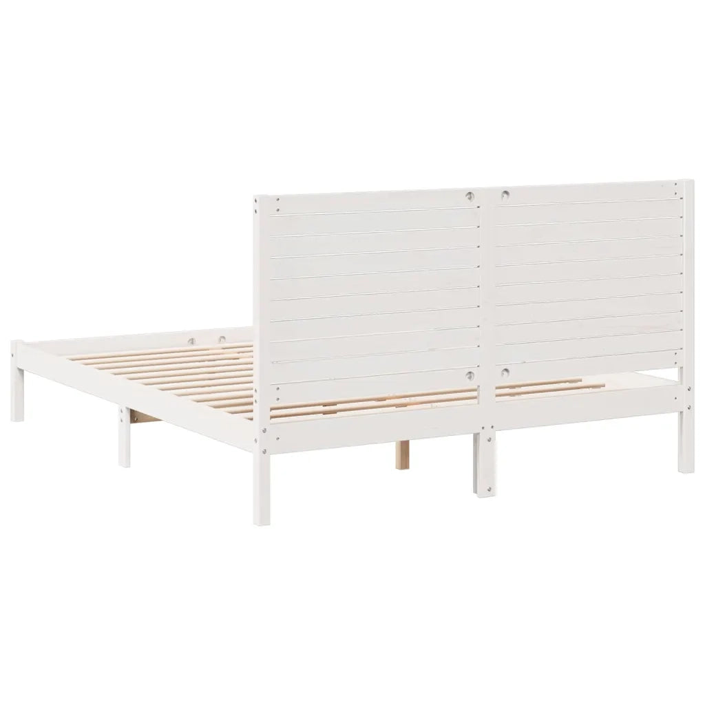 Giroletto Extra Lungo senza Materasso-Struttura Letto Bianco 140x210cm Massello 868063