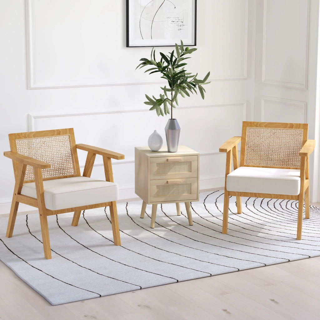 Poltrona relax in rattan con braccioli ¨C zephmum ¨C Naturale e Beige 120 kg