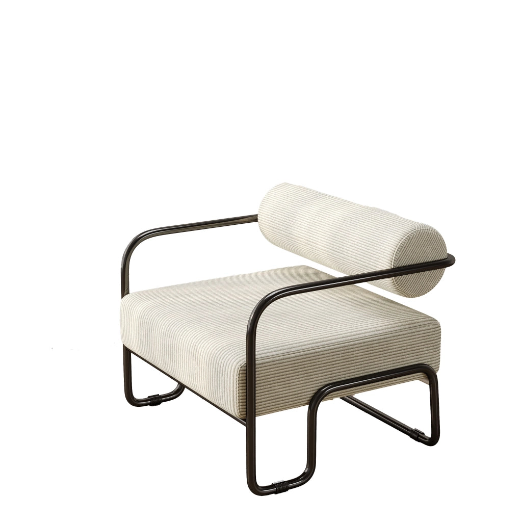 Poltrona Lounge Moderna ¨C MINIMAL ¨C Velluto a Coste, Gambe in Metallo Nero, 68x73x70
