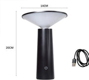 Lampada da tavolo per camera da letto a cilindro moderna con LED wireless, touch dimmer e ricarica USB, per uso interno ed esterno - nero