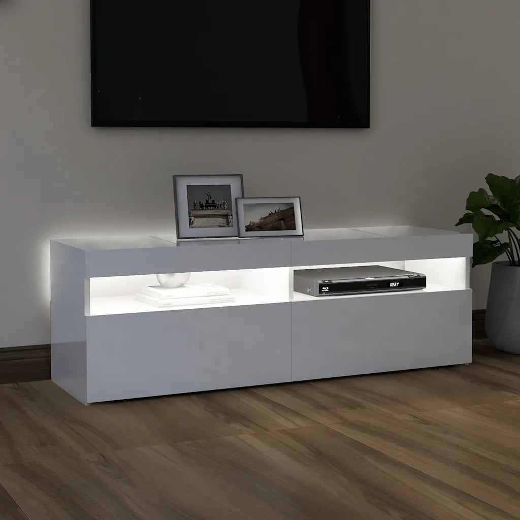 Mobile Porta TV con Luci LED Bianco Lucido 120x35x40 cm cod mxl 53318
