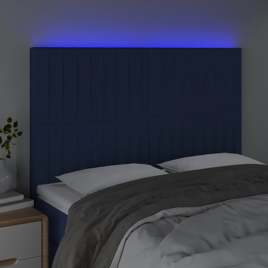 Testiera a LED-Testata con LED Blu 144x5x118/128 cm in Tessuto 253598