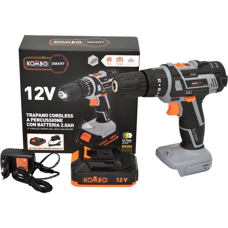 KOMBO TRAPANO CORDLESS A PERCUSSIONE 12V CON BATTERIA 2.0AH