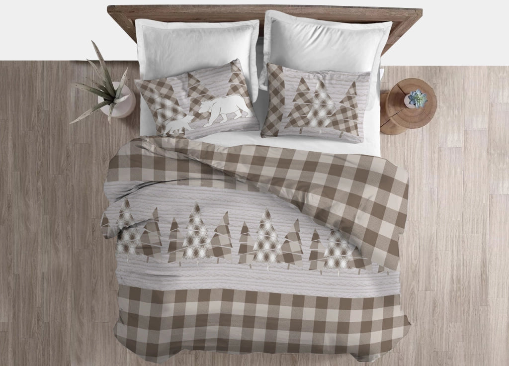 Copripiumino Sacco Piumone Cotone Flanella Pensieri Delicati Disegno Canada - Singolo - Beige