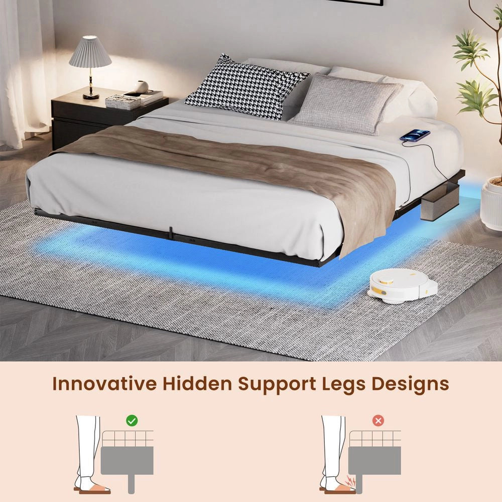 Letto piattaforma 140x200cm?- Xylo - design giapponese LED nero