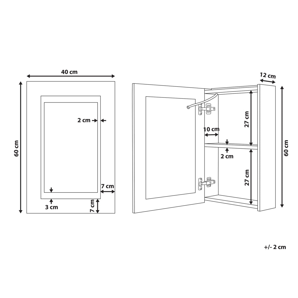 Armadietto a Muro da Bagno Nero a Specchio 40 x 60 cm stile moderno con luci LED illuminazione bagno