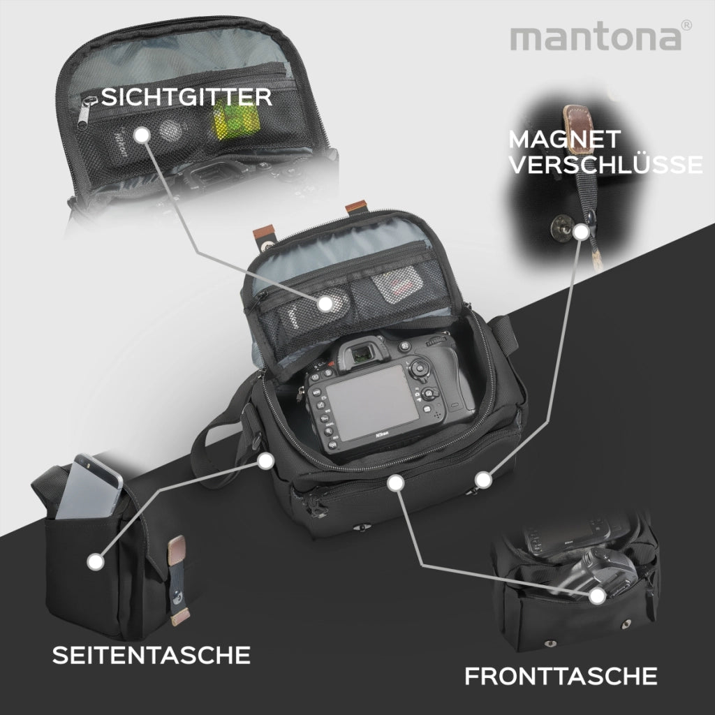 Mantona borsa fotografica Milano piccolo nero