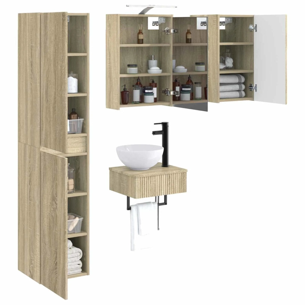 Set di mobili per il bagno 5 pcs Rovere Sonoma 3407249