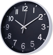 Orologio a Parete Radiocomandato 30 cm Silenzioso Orologio da Parete Senza Suono di Giro, Moderno Orologio a Batterie per Casa, Cucina, Salotto, Ufficio, Decorazione da Parete (Nero Argento)