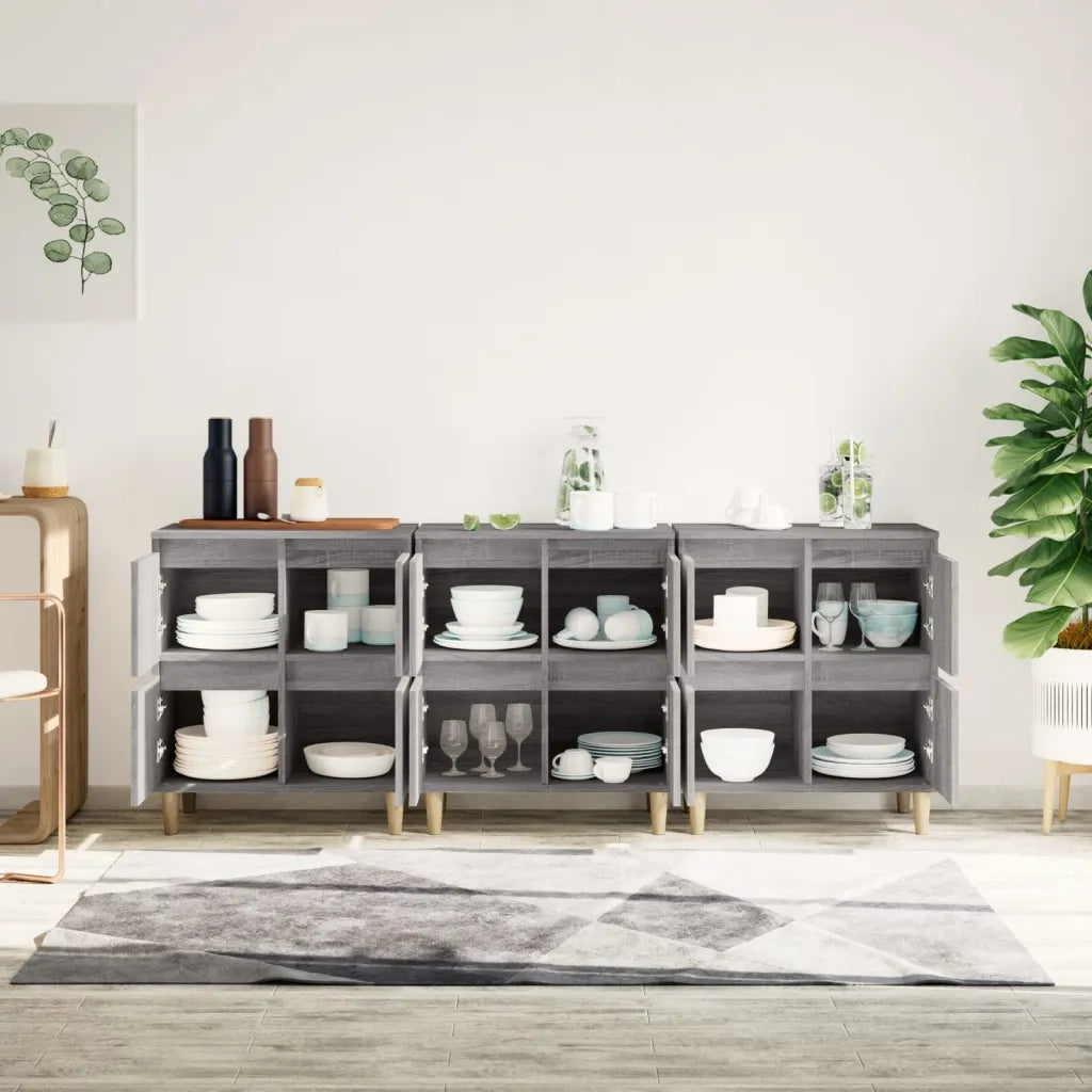 Credenze 3pz Grigio Sonoma 60x35x70 cm in Legno Multistratocod mxl 101503