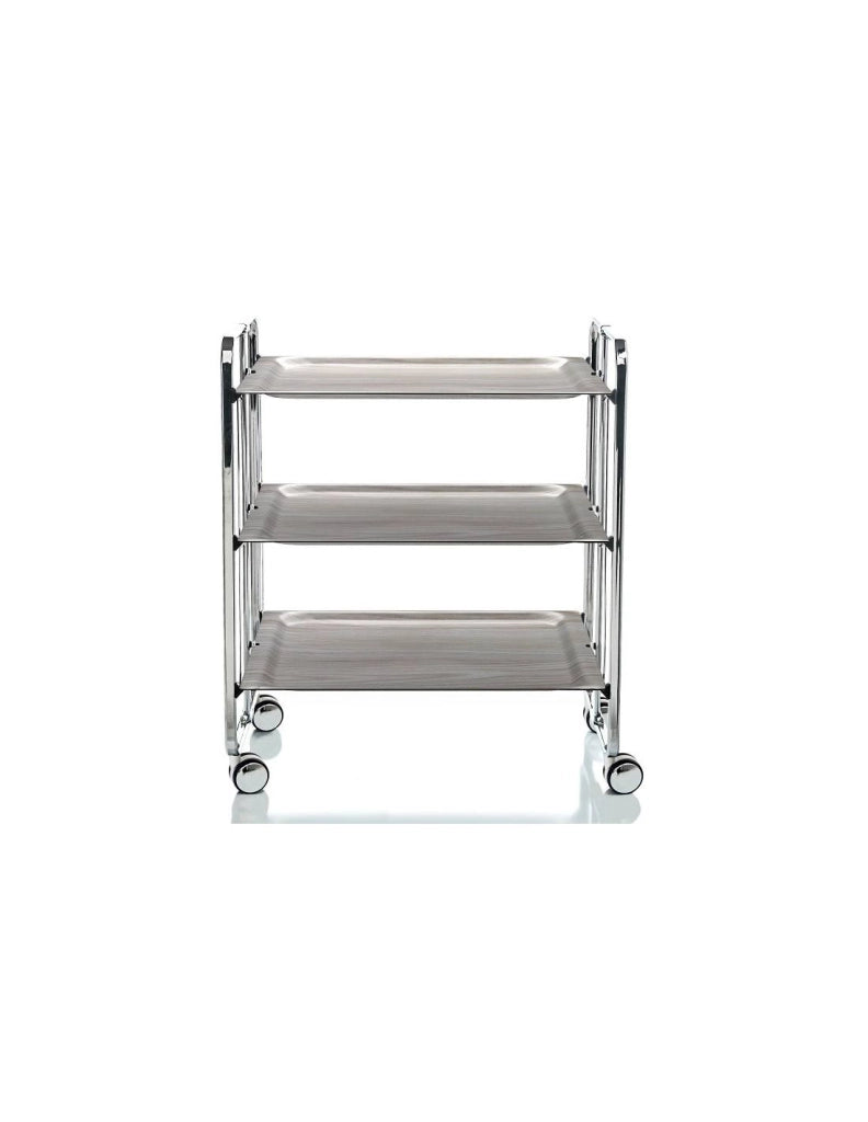Carrello da cucina pieghevole cromato con ruote BAUHAUS 3 ripiani