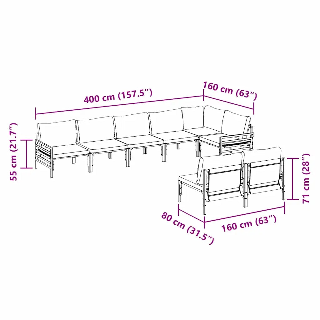 vidaXL Set Divano da Giardino 8 pcs Antracite Acciaio